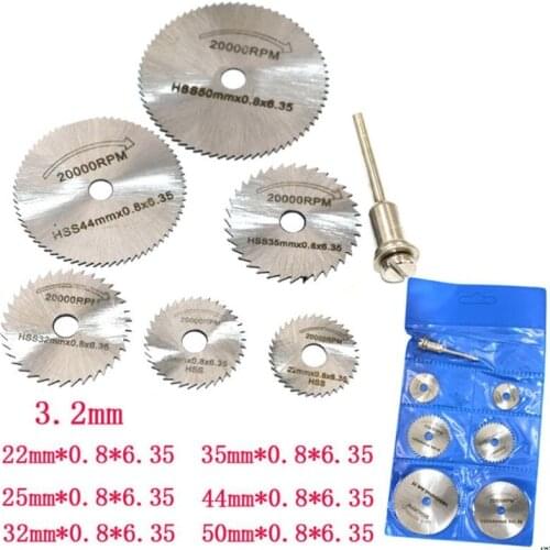 7pcs/set Mini High Speed Steel Saw Web Circular Rotary Cutting Blade Wheel Discs Mandrel Electric Grinding Accessories