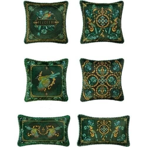 Throw Pillow Cover Decorative Square 17x17 Green Bird Exotic Tropical Forest Watercolor Zippered Pillowcase Home Cushion Case
