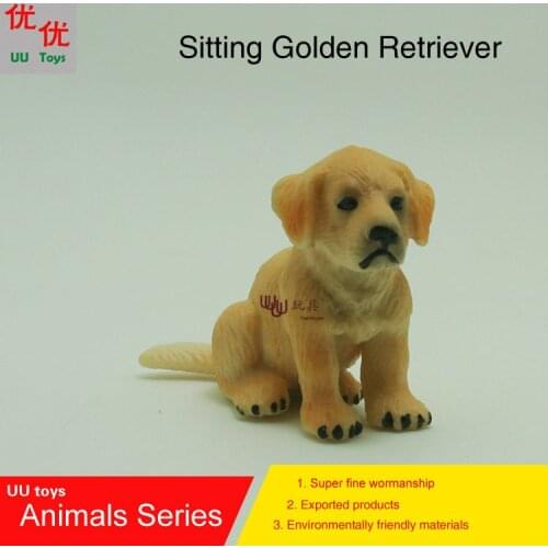 Hot toys:Sitting Baby Golden Retriever Dog simulation model Animals kids toys children educational props