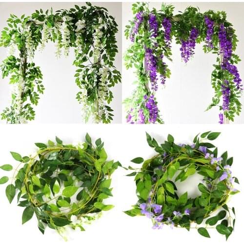 Artificial Plants Eucalyptus Garlands Rattan Fake Plant Silk Leaf VinesWall Hanging Plant Ivy Birthday Party Wedding Table Decor