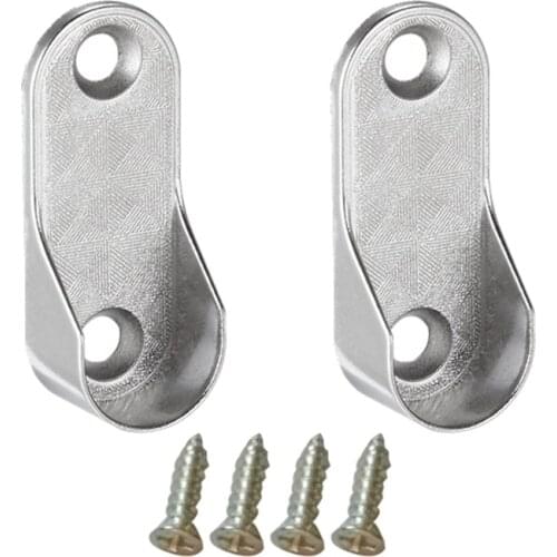 Oval Closet Rod End Supports Heavy Duty Screw on Type Rod Socket Closet Rod Holder End Supports for Closet Shower Curtain Rod