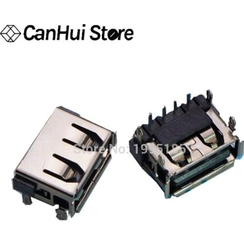 10pcs Laptop 2.0 USB connector jack sockect commonly used 90 degree AF Type 4 DIP Foot USB JACK female length=10MM Hot new