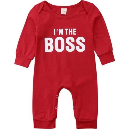 Red Newborn Toddler Baby Boys Girls Long Romper Jumpsuit Outfits Clothes Playsuit Cotton