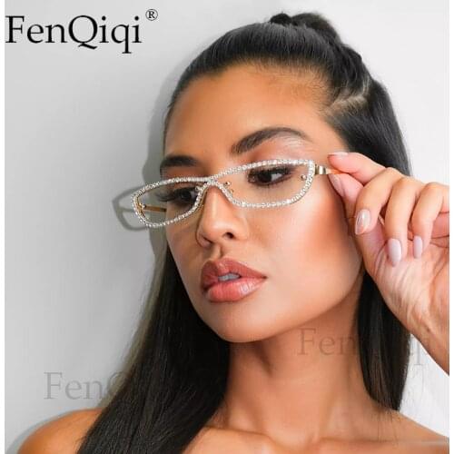 Fshion Refinement Oval Sunglasses Diamond Metal Eye wear Small Cat Eye Glasses Rhinestone personality Sun Glasses Oculos De So