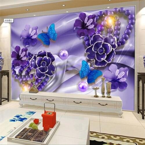 Beibehang Wallpaper Mural Custom Living Room Bedroom Luxury Simple 3D Three-dimensional Jewelry Embossed Flowers Mural Wall
