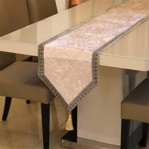 New High-end Table Runner Shoes Cabinet Cover Cloth European Velvet Bed Runner Simple Color Table Cloth Silver Black Beige