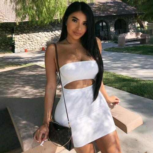 2021 Autumn and Winter New Womens Hollow Bag Hip Tube Top Strapless Leeveless Slim Dress