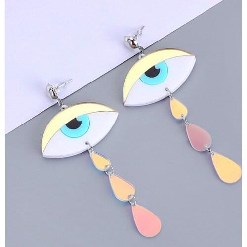 New Punk Funny Acrylic Eyes Drop Earrings For Women Colorful Eyes Eyelash Triangle Long Dangle Earrings Fashion Party Jewelry