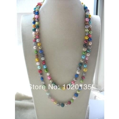 Freshwater pearl necklace multicolor baroque 7-9mm nature 60" beads LONGER! discount FPPJ