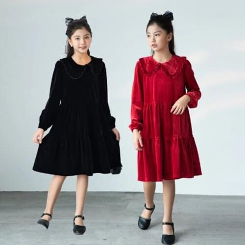 2021 Girls Dress Elegant Autumn Winter Kids Dresses for Girl Children Clothing Teenager Fall Princess Dress 6 8 10 12 14 16Y