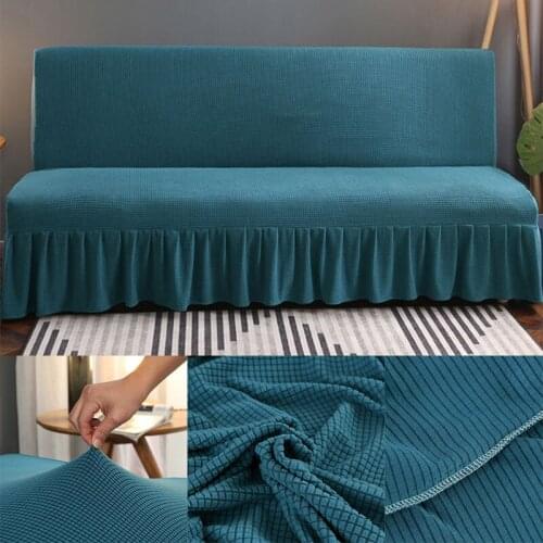 Stretch Velvet Skirt Sofa Bedspread Elastic No Armrest Folding Couch Bench Slipcovers Armless Washable All-inclusive Protectors