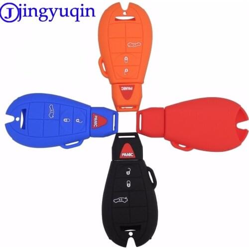 Jingyuqin 4 Buttons Remote Silicone Key Case Cover For Dodge JCUV Ddart Jeep Grand Cherokee Compass Longitude Patriot Chrysler