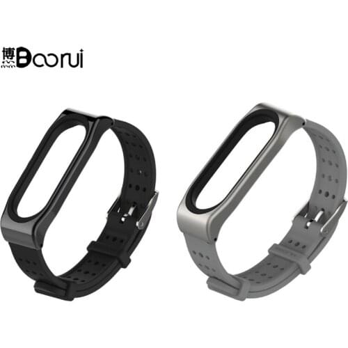 Mijobs Silicone Strap for Xiaomi Mi Band 3 Watchband Bracelet replacement miband 3 accessories Breathable Waterproof mi 3 strap