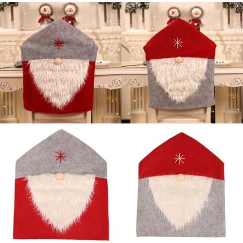 Removable Christmas Dining Chair Covers Slipcovers Kitchen Chair Backrest Covers Christmas Decorations for Home