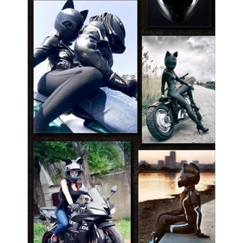 Women Motorcycle Helmet Full Face Casco Moto Breathable Motocross Helmet With Removable Cat Ears Streamlined Helmet For Women