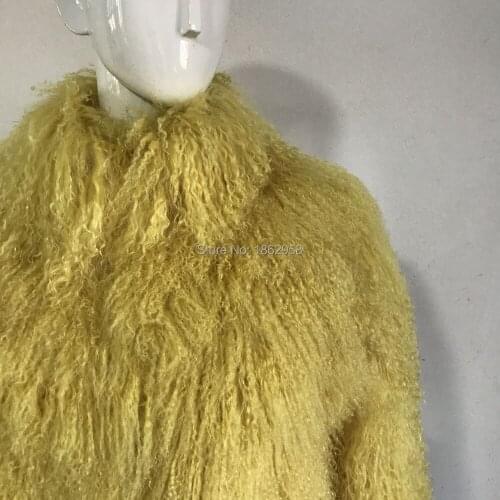 SJ001 OEM Style Yellow Colored Mongolia Sheep Russia Winter Fur Coats