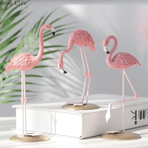 Nordic Ins Flamingo Resin Ornaments Living Room Bedroom Pink Birthday Gift Resin Crafts Figurines & Miniatures