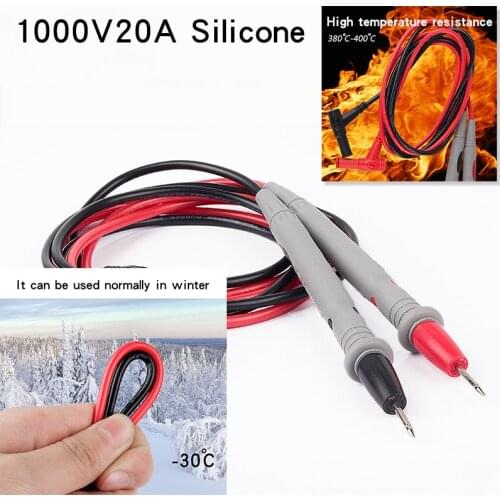 10 Pair Silicone Universal Multimeter Probe Test Leads For Digital Multimeter Feelers Multimeter Wire Cable Pen Tip 1000V 20A