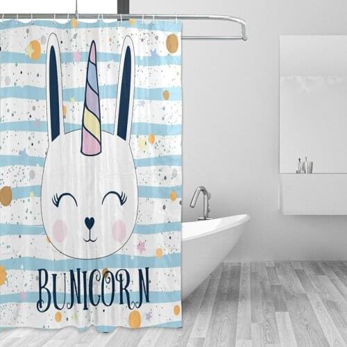 Customized Unicorn Shower Curtain Waterproof Polyester Fabric 4 Sizes Shower Curtain For The Bathroom With 12 Hooks