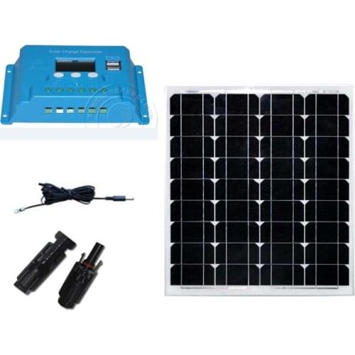 Waterproof Monocrystalline Solar Module 12v 50w Solar Battery Controller 12v/24v 10A Solar Charge For Phone Motorhomes Car