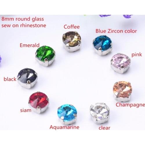 High Quality 8mm 30pcs/lot crystal rivoli round sew on rhinestones with claw setting beads costumes jewelry shoes accessories