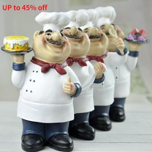 Funny Cute Figurine Cook Model Statue Resin Decorative Ornaments for Bakery Restaurant Bistro Cake Shop Home Decor Gift Favor
