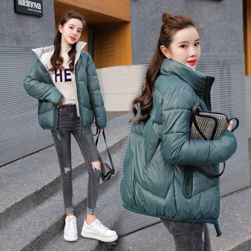 2021 NEW Winter Jacket Female Simple Stand-Up Collar Down Cotton Womens Coats Cotton Quilted Warm Student Parkas Overcoat