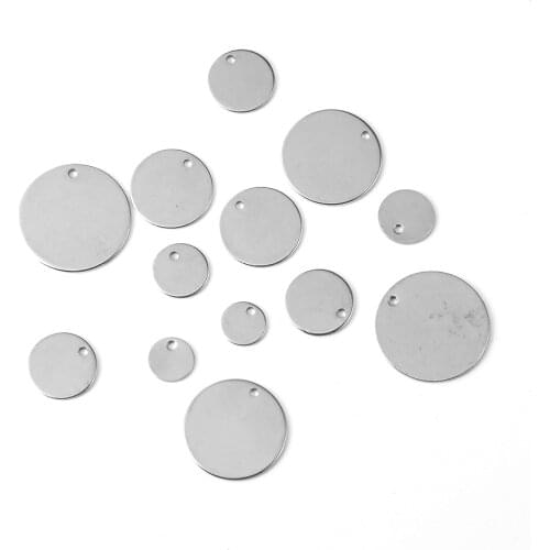 10-50Pcs/Lot 8-20mm Stainless Steel Round Sheet Charms For Jewelry Making Supplies DIY Necklace Bracelet Pendant Accessories