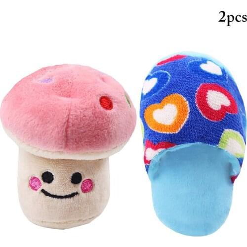 2PCS Pet Supply Soft Fleece Mushroom Squeak Toys For Puppy Small Dog Cute Dog Toy Dog Squeaky Toy Chew Toy juguetes para gatos