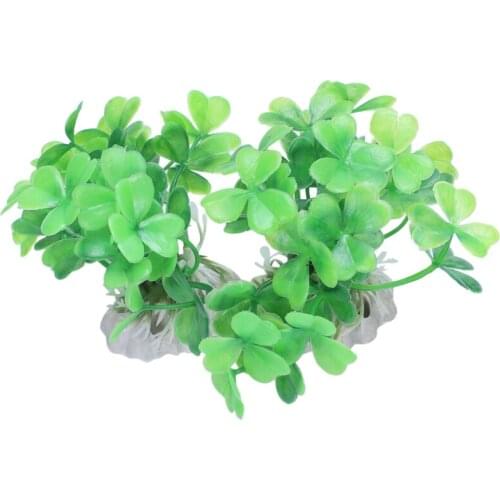 2 pieces Aquarium Landscaping green cloverleaf artificial aquatic plants
