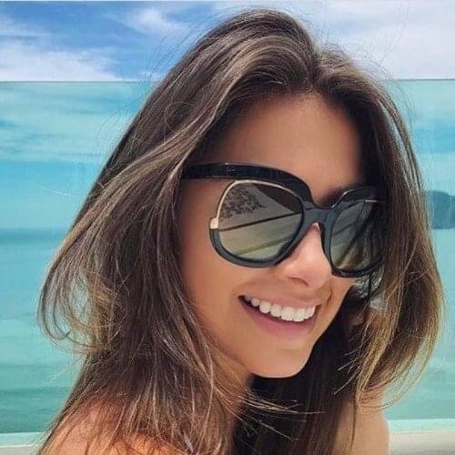 2019 Fashion Round Sunglasses Womens Brand Designer Unique Oversized Sunglasses Retro Semi-Rimless Sun Glasses Shades for Women