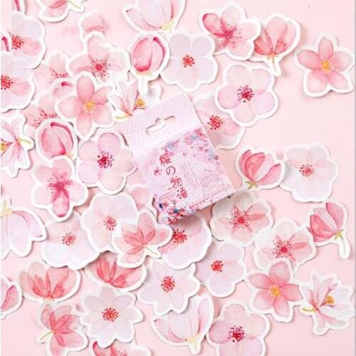 45 Pcs/box Pink Cherry Blossom Story Mini Paper Sakura Diary Decoration Diy Scrapbooking Bullet Journal Stickers Stationery