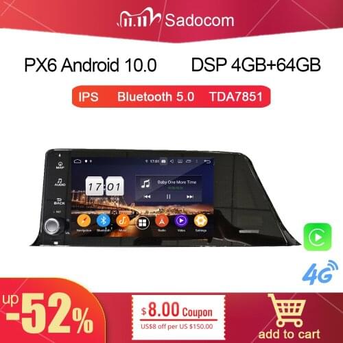 720P PX6 8" DSP 1 din Android 10.0 4GB+64GB+8 core Car DVD Player GPS Glonass autoradio Bluetooth 5.0 For C HR C-HR 2016 2017