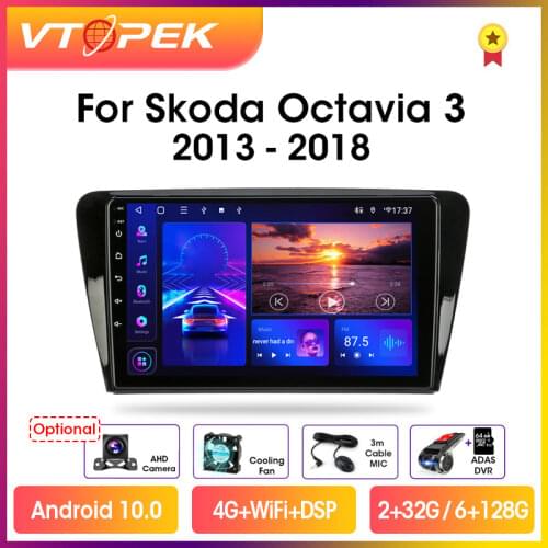 Vtopek 10.1" 2din Android 10.0 Car Radio Multimedia Player Navigation GPS For Volkswagen SKODA Octavia 3 A7 2014-2018 Head Unit