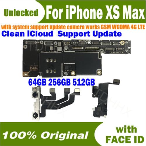 Clean Free iCloud Motherboard for iPhone XS MAX Unlocked with System Logic Board FACE ID Full Chips Motherboards