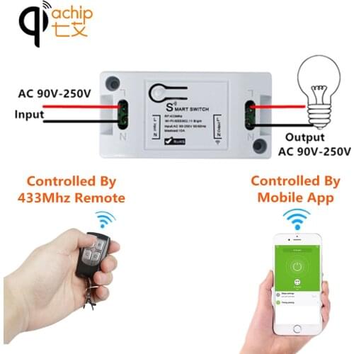 WiFi Smart Switch 433 Mhz Wireless RF Receiver Smart Home Module 110V 220V Remote Control Light Switches Works With Amazon Alexa