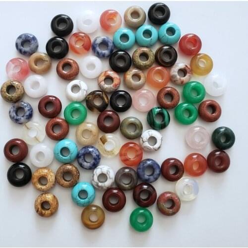 Wholesale 50pcs/lot 2018 Fashion good quality natural stone mixed round shape big hole beads For Bracelet jewelry making Charms