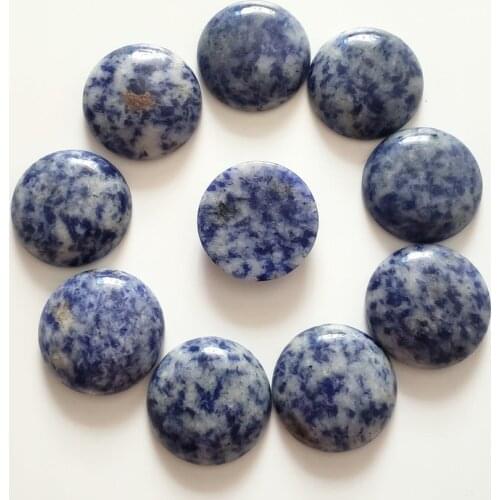 Wholesale fashion 10pcs/lot high quality natural sodalite stone round cabochon beads for jewelry Accessories making free 25mm
