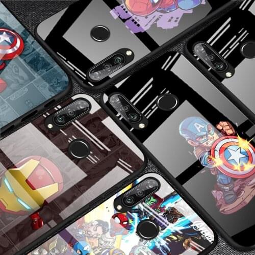 Tempered Glass Cover Marvel Avengers Super Hero Cartoons For Huawei P40 P30 P20 P10 Pro Plus Lite 5G 2019 Phone Case Capa