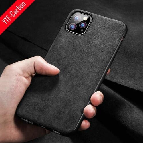 YTF-Carbon For iPhone X XS Max XR 7 8 Plus 11 Cases ALCANTARA artificial Leather Whole iPhone 11 12 Pro Max SE2 12 mini Case