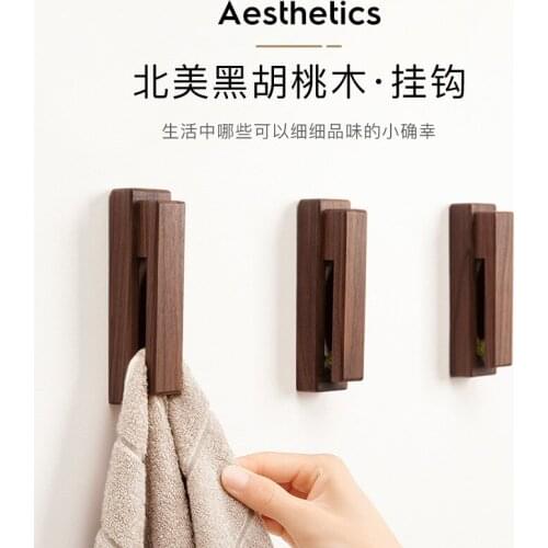 Beech Walnut Wooden Wall Hangers for Towel Clothes Bag Holder Bathroom Storage Hooks Decorative Kitchen Rag Hooks