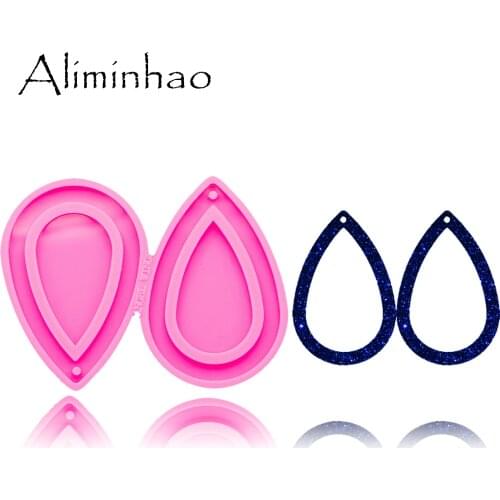 DY0273 Shiny S/M/L tear drop hoop earrings Handmade DIY epoxy mould Silicone Molds women trinket fashion jewelry