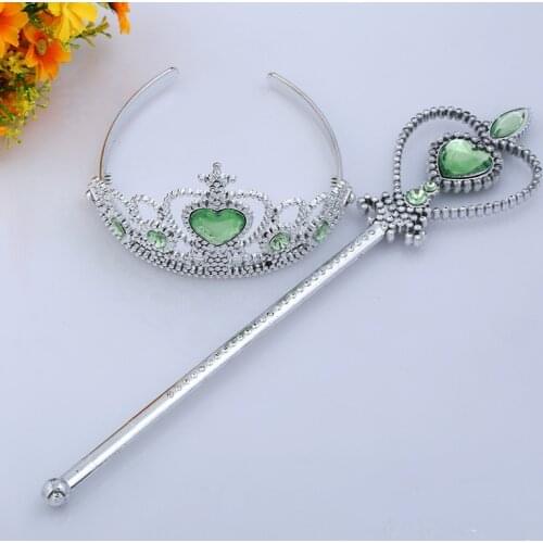 Crystal Tiara Crown Princess Crown + Magic Wand Girls Hair Accessories Party DIY Decoration