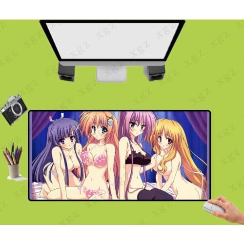 XGZ Black Lock Edge Cartoon Swimsuit Girl Anime Large Size Gaming Mouse Pad Laptop PC Table Mat Rubber Non-slip Universal Type