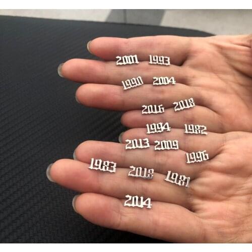 Jisensp New Fashion Stainless Steel Earrings Unique Design Year Nemebr Stud Earring Fashion Jewelry for Women Men Birthday Gift
