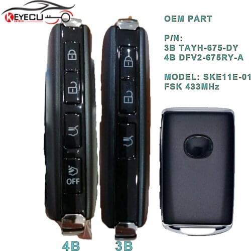 KEYECU Genuine OEM P/N: TAYH-675-DY，DFV2-675RY-A 3/4 Buttons Smart Key 433MHz FSK for 2020- Mazda CX5 / CX9 MODEL: SKE11E-01