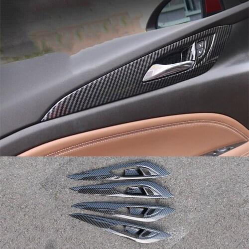 For Buick Regal 2017-2021 ABS Carbon Fiber Door Lock Switch Cover Trim 4PCS Car Styling Accessories