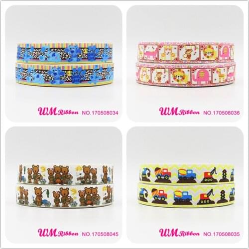 Q&N ribbon 7/8inch 22mm car cartoon flower printed grosgrain ribbon webbing 50yards/roll for hair tie headband free shipping