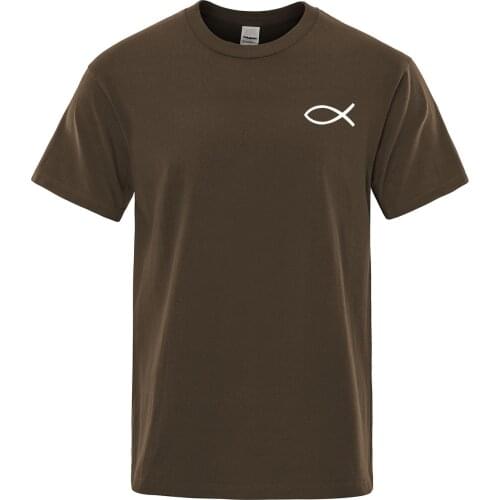 2020 Summer New T Shirt Mens Brand Tees Boys Male T-Shirt Short sleeve Tops Christian JESUS fish high quality cotton Men tshirt