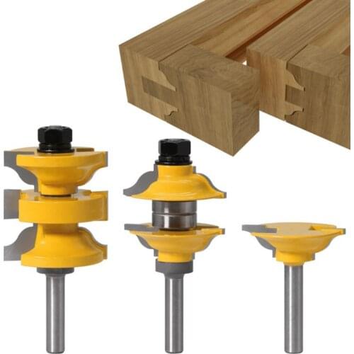 3pcs/set 8mm Shank Entry Interior Tenon Door Router Bit Set Wood Cutter Ogee Matched R&S Router Bits Carving for Woodworking